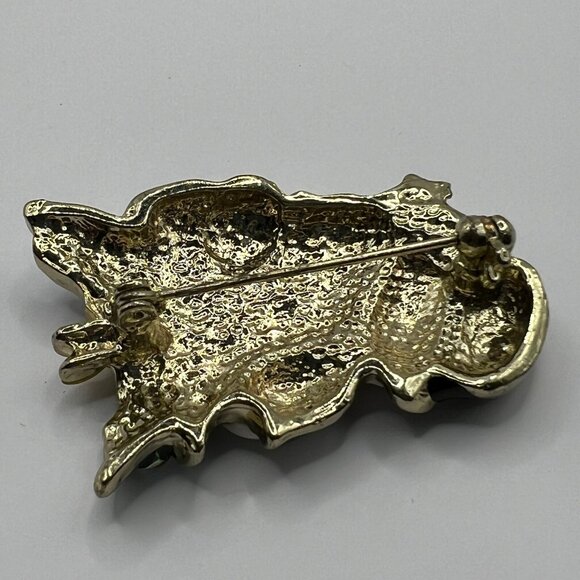 Vintage Snowman Brooch White Green Enamel‎ and Crystal Accent Pin - Picture 4 of 7